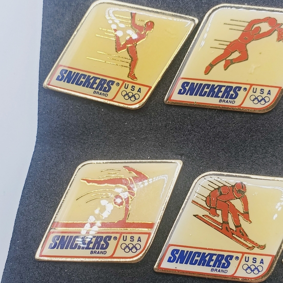6 snickers vintage Olympic pins brooch set - Picture 2 of 5